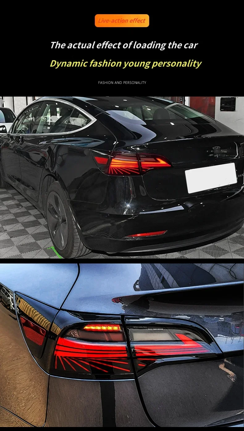 1 pair of modified LED taillights for 2017-2023 Tesla Model 3 Y taillight assembly with sequential turn signal assembly