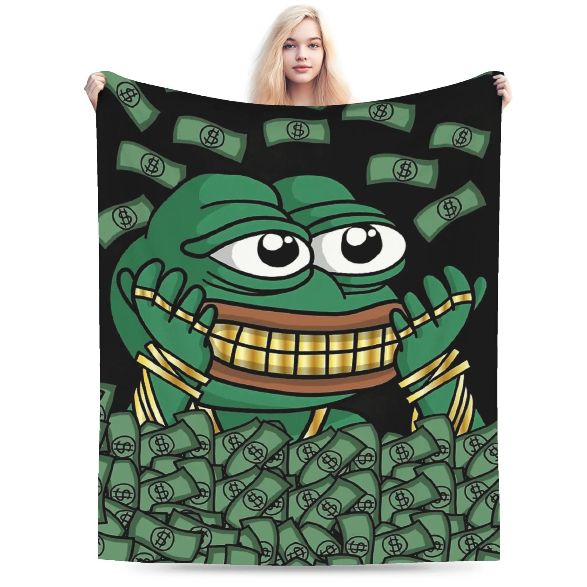 

Fancy Pepes Frog Blanket Soft Funny Plush Throw Blanket For Children Couch Chair Flannel Bedspread Bed Cover