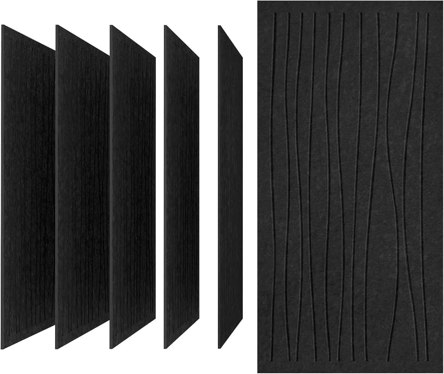 

6 шт. звукоизоляционных панелей, 47,2x23,6 дюймов, акустические поглощающие панели Art Curve, черные, декоративные