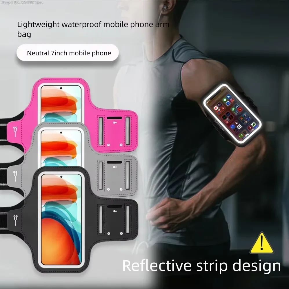Waterproof Reflective Running Armband Ultra-Thin Phone Holder Fits Up to 7 Inch Phones for Outdoor Jogging Workout