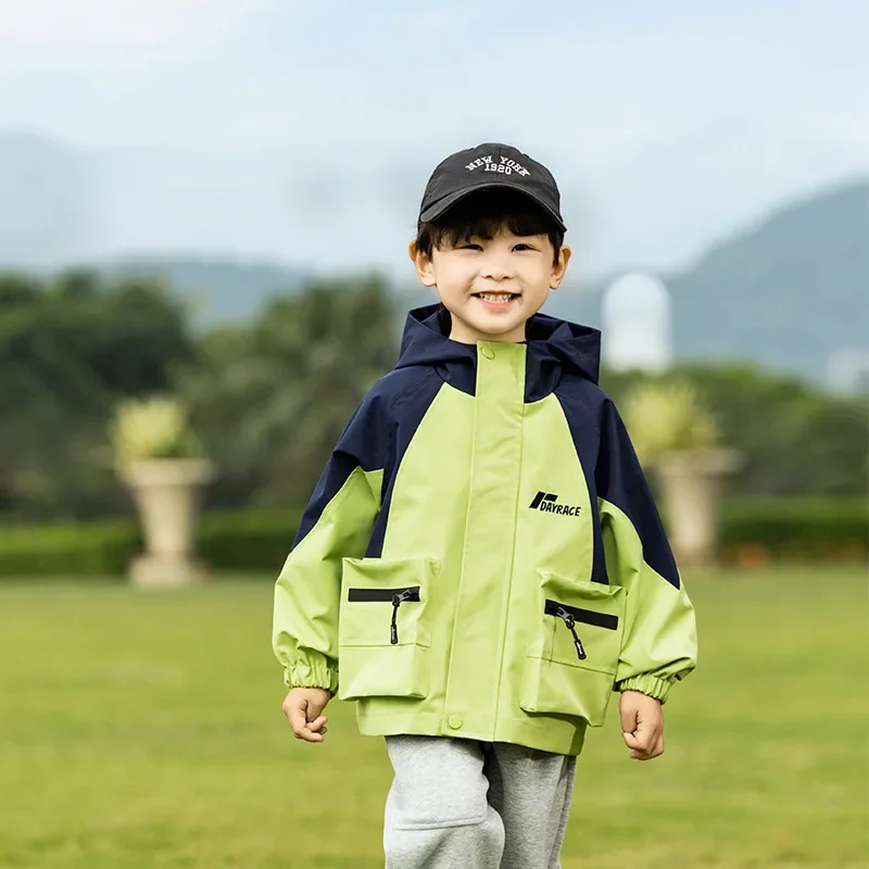 

2025 Early Spring New Children's Clothing Fashion Simple Style Korean Collision Color Jacket Workwear