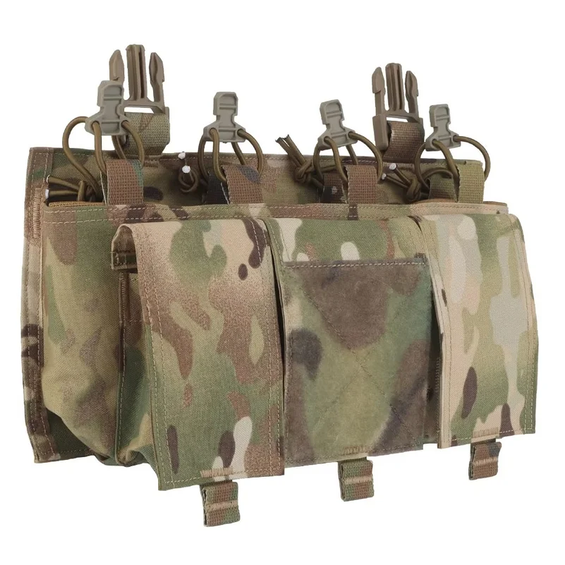 Tactical Quad 5.56 Magazine GP Pouch Placard QASM Clasp Front Panel for CPC FCSK ARC JPC Plate Carrier Airsoft Hunting Vest
