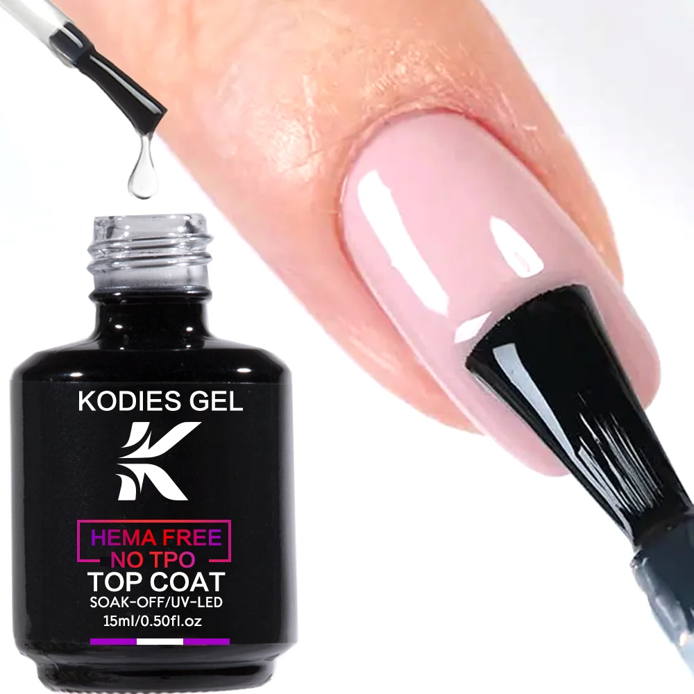 KODIES GEL Geen TPO HEMA Gratis Top Coat UV Gel Nagellak Super Shine Manicre Nail Art Salon Kwaliteit Gel Afwerking Primer Basisgel