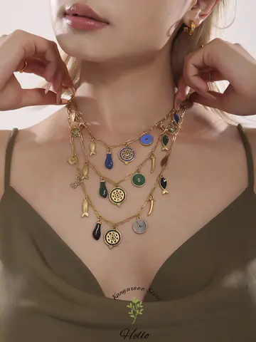 빈티지 독특한 색상 매력 지르코늄 펜던트 목걸이 에나멜 물고기 나비 악마 눈 새로운 패션 클립 쥬얼리 여성 선물