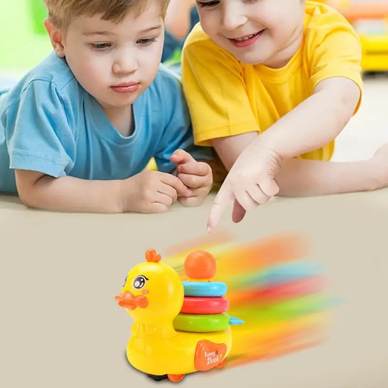 Giocattolo musicale per anatra per bambini Gioco con anello di lancio per anatra elettrica per ragazzi Giocattolo per lo sviluppo dell'apprendimento del bambino con luci a LED musicali