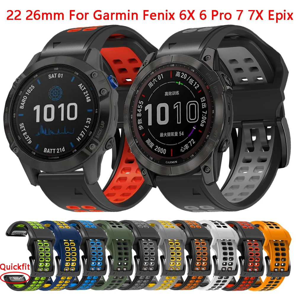 สายนาฬิกาซิลิโคน22 26มม. ใส่ง่ายสำหรับ Garmin Fenix 7 7X 6 6X Pro 3 HR epix 5 5X บวกสายนาฬิกาแบบสวมเร็วสร้อยข้อมือ Correa