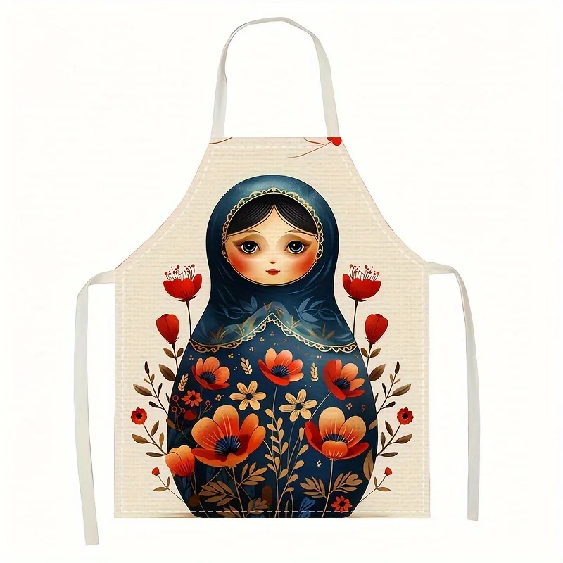 ロシアのマトリョーシカ キッチンエプロン、花柄のかわいい人形プリント、女性への料理ベーキングギフト、ホームシェフの必需品 1