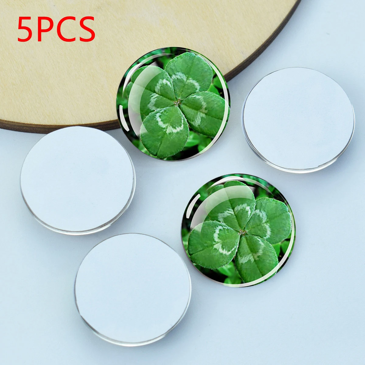 

5pcs/lotFour Leaf Clover Lucky Pattern Round Glass Cabochon 25MM DIY Pendant Jewelry Making Crafts Supplies