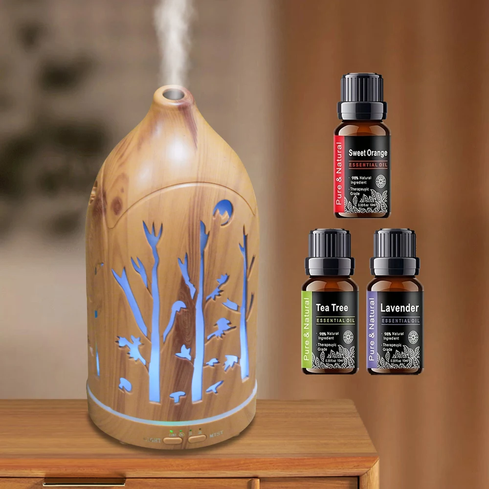 

7-Color LED Lights Aromatherapy Diffuser Light Wood Branch Design Diffuser With Auto Shut-Off & Whisper Quiet Function