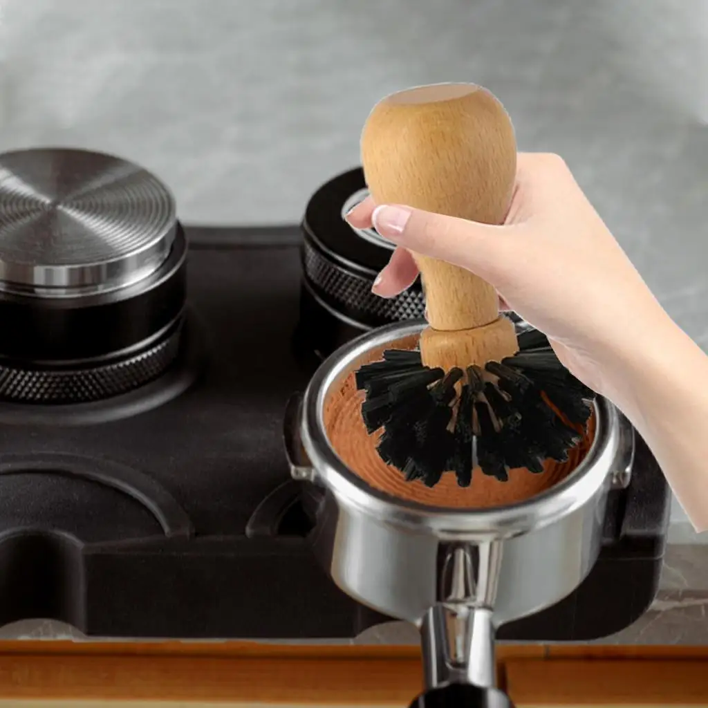 แบบพกพา Espresso Tamper แปรงทําความสะอาดเครื่องบดกาแฟทําความสะอาดด้วยไม้