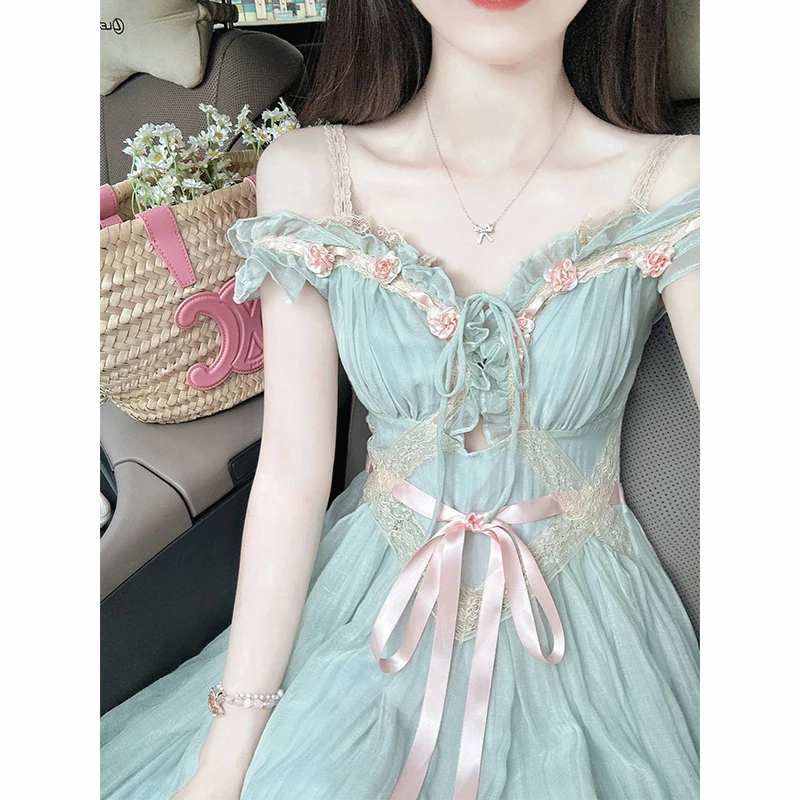 Sweet Style Suspenders Dress Women\'s Summer High-Grade Temperament Pure Desire French Mori Skirt