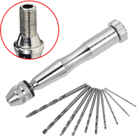 Jewelry Tool Hand Drill Set with 10 Precision Bits Manual Chuck from 0 3 to 3 5mm for Wood and Plastic Applications
