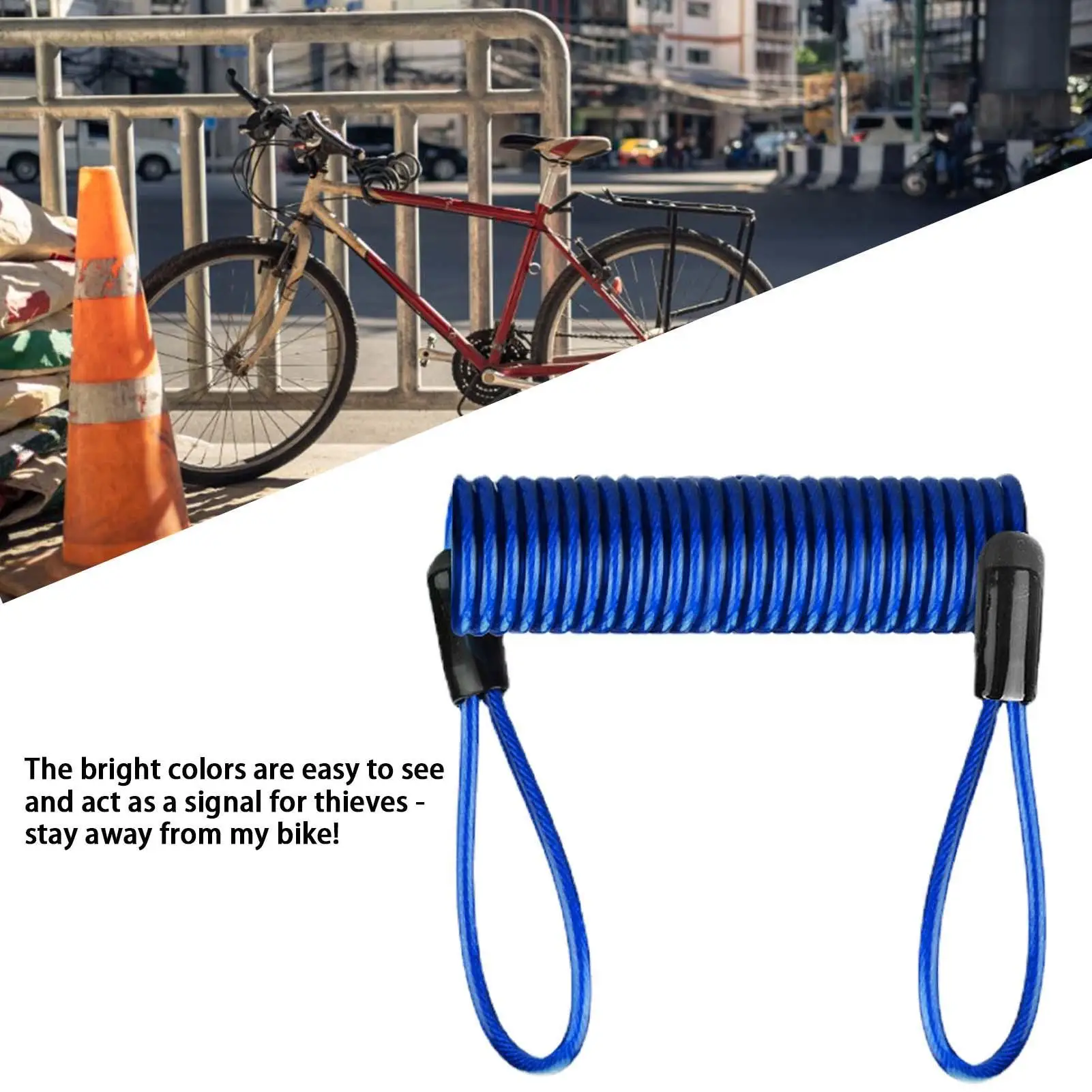 1.2-Meter Retractable Anti-Theft Reminder Cable Helmet motorcycle disc brake lock Durable for Survival camping load tying ﻿