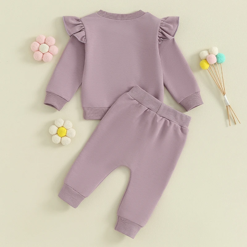 Newborn Baby Girl Clothes Set Letter Embroidery Top+Pant 2PCS Infant Toddler Child Warm Home Suit Winter Spring Baby Clothes