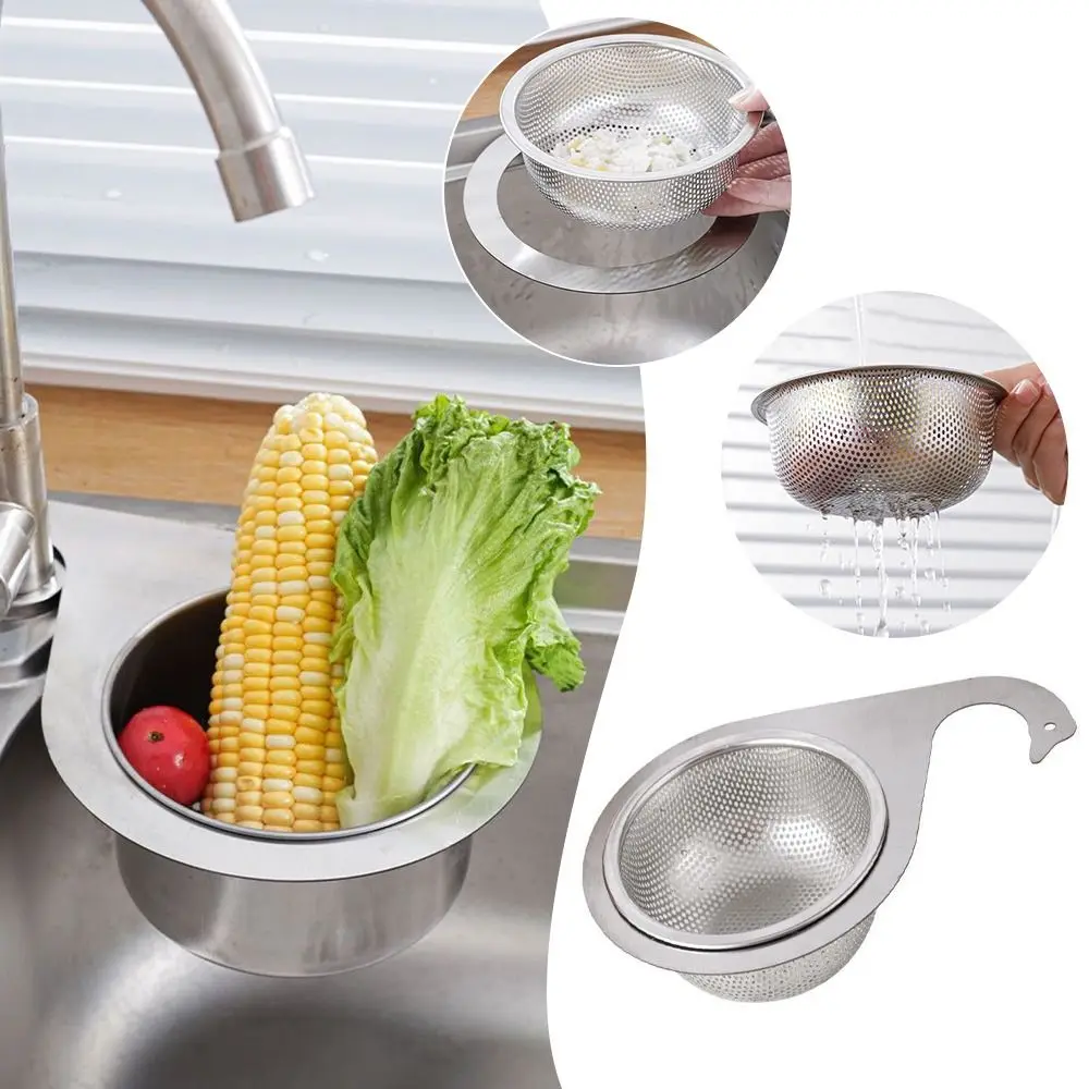 Drain Water Basket Sink Drain Basket Stainless Steel Kitchen Basin Organizer Filter Storage Shelf Kitchen Gadgets Hanging