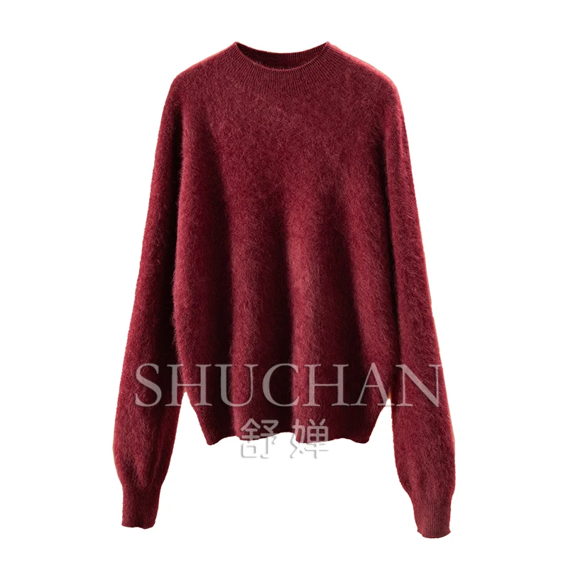 

Winter 2025 Seamless Integrated Cashmere Wool Half Turtleneck Fleece Sweater Women's 74C1 Warm Pullover
