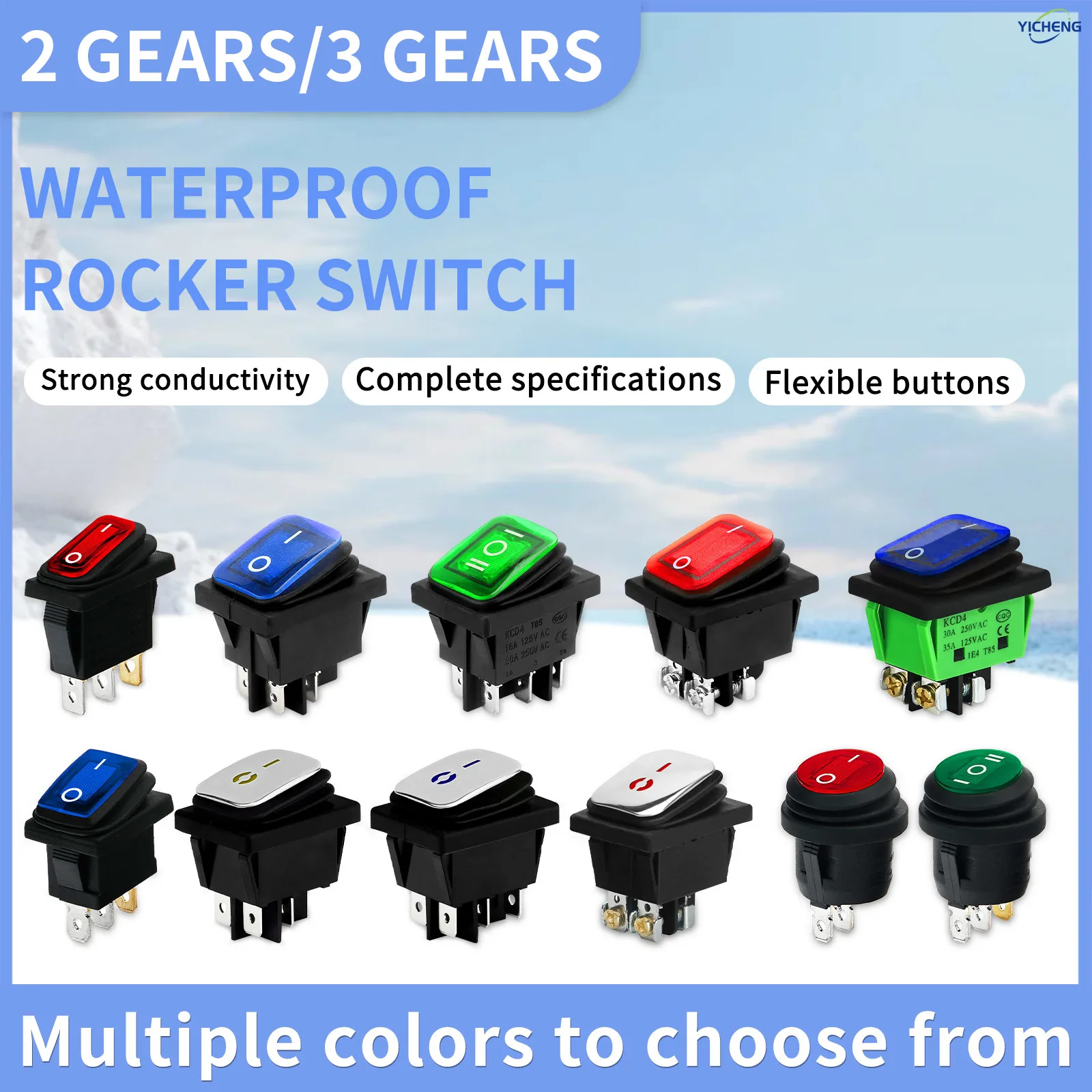 10Pcs Waterproof Rocker Switch LED Lighted ON Off Weatherproof Illuminated Toggle for Marine Car RV Truck 12V 220V