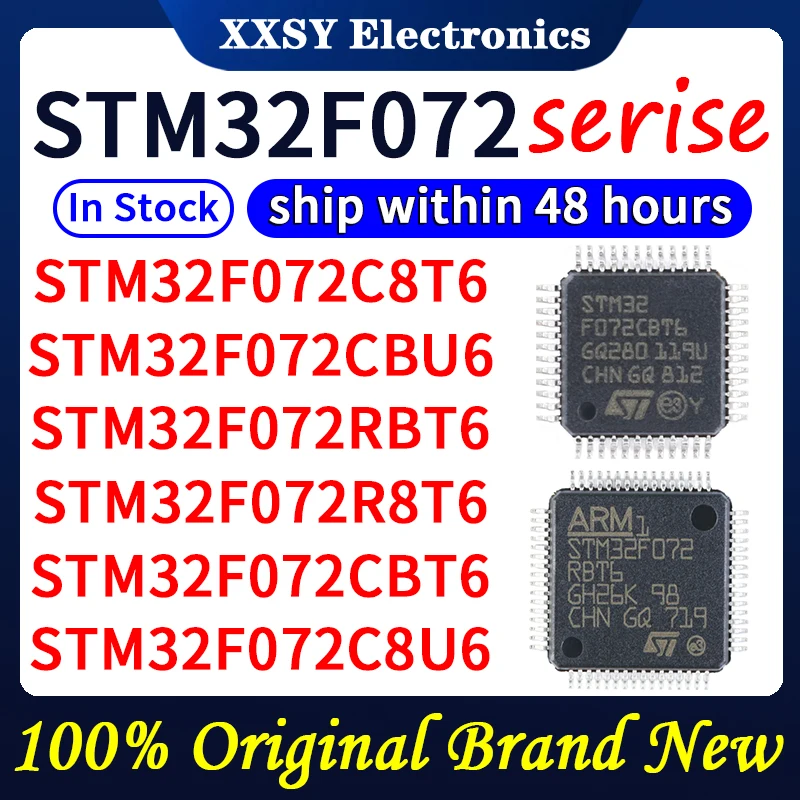 STM32F072C8T6 STM32F072CBT6 STM32F072CBU6 STM32F072RBT6 STM32F072R8T6 STM32F072C8U6, alta qualidade, 100% original, novo