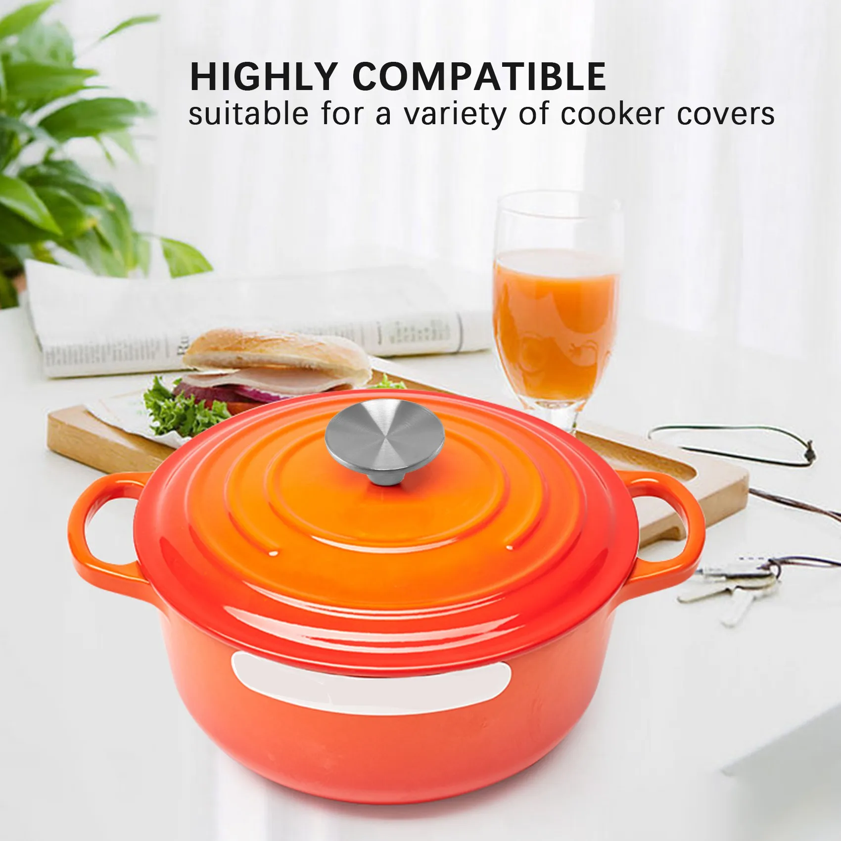 ใหม่ 2PCS ภาษาดัชคําเตาอบลูกบิด, หม้อสแตนเลสฝาปิดเปลี่ยนลูกบิดสําหรับ Le Creuset/สําหรับ Aldi/ สําหรับ Lodge, ลูกบิดหม้อฝาปิด