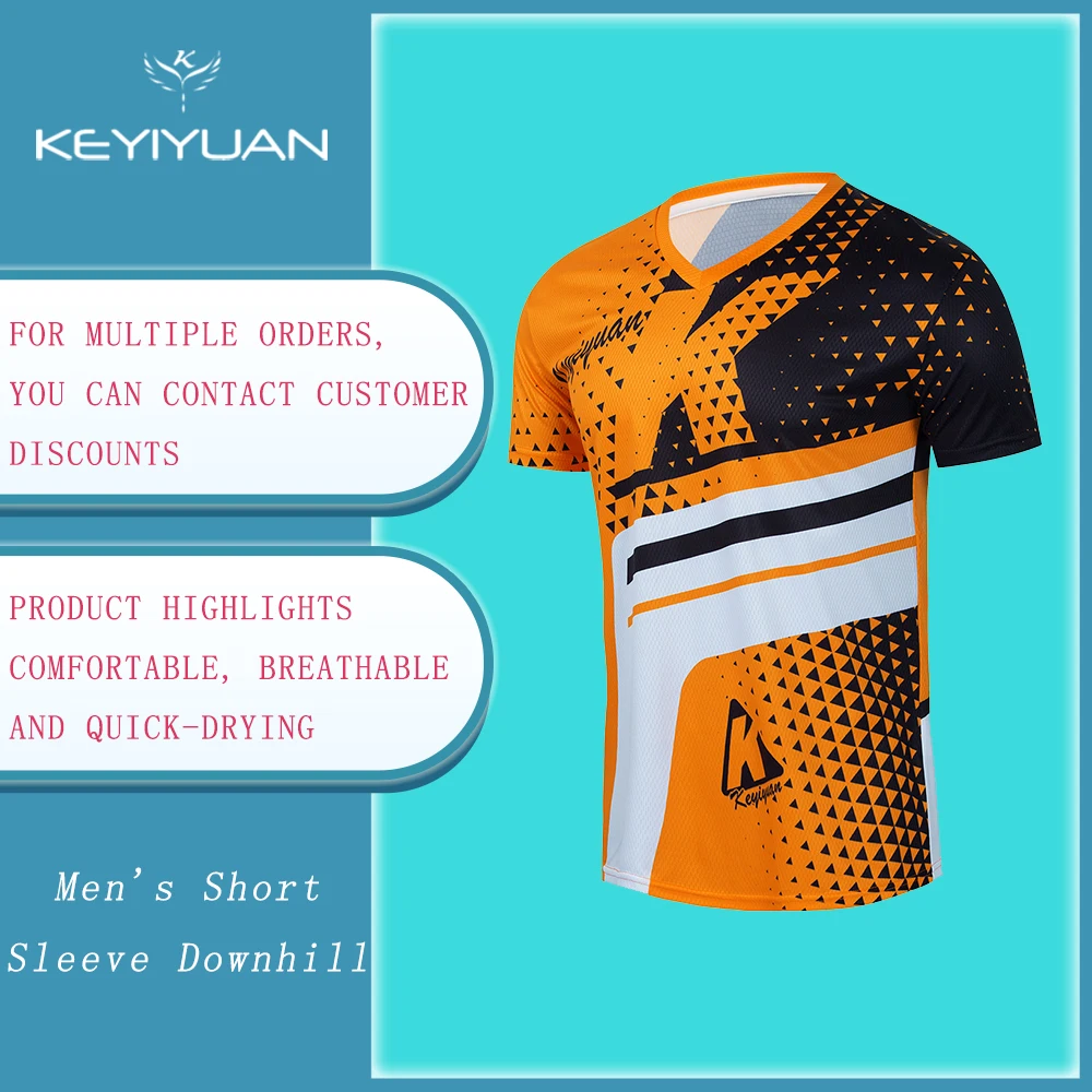 

KEYIYUAN 2023 Men Short Sleeve Downhill Jerseys Mountain Bike Shirts Offroad Motorcycle Jersey Motocross Clothing Maillot Vtt