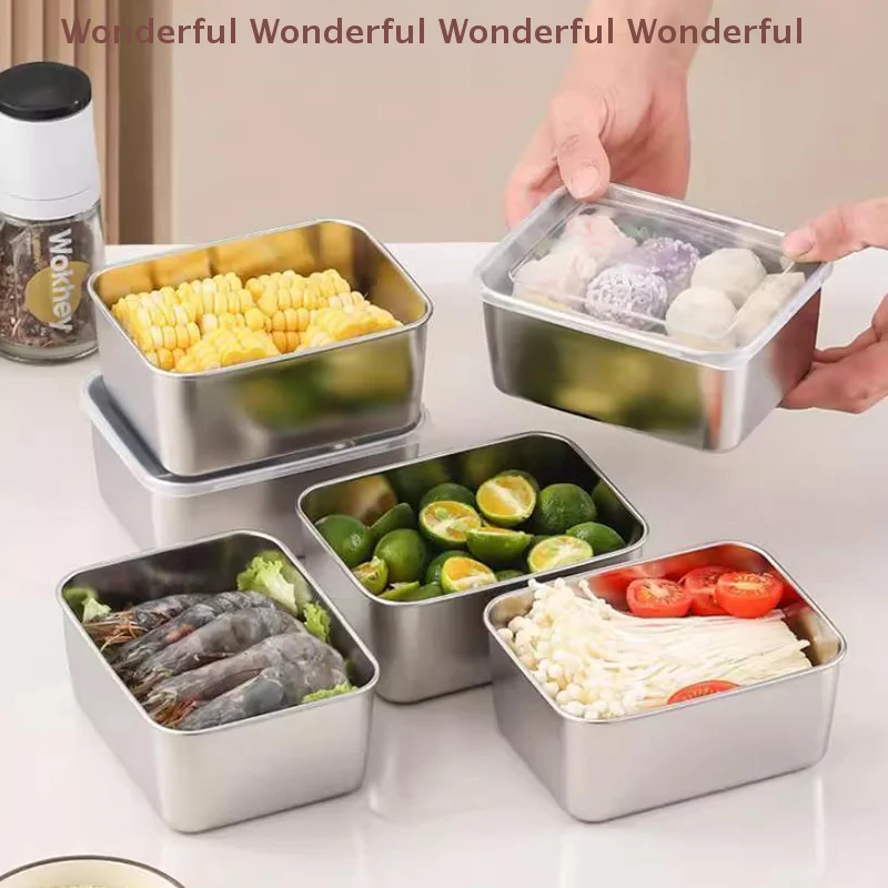Leak Proof And Stackable Food Sealed Box, For Camping Storage Containers, Stainless Steel Fresh-keeping Box With Lid