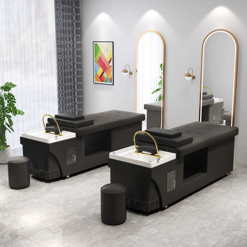 custom.Modern Metal Hair Washing Shampoo Massage Chair Hair Salons with Heater and Circulation Therapy