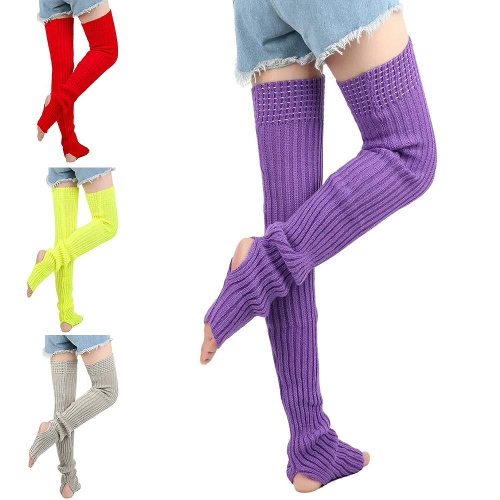 

Женские гетры, зимние женские носки для девочек, вязаные носки для тренажерного зала, фитнеса, танцев, балета, йоги, свободные носки, длинные чулки 80 см