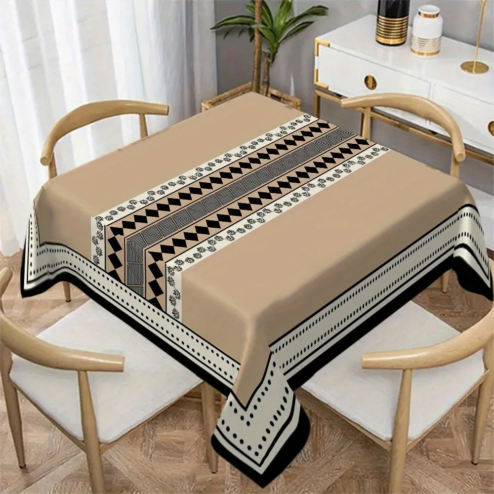 1pc Multi-sized Rectangular Tablecloth - Elegant and Sophisticated Stitched Pattern Tablecloth - Square Shapezyc