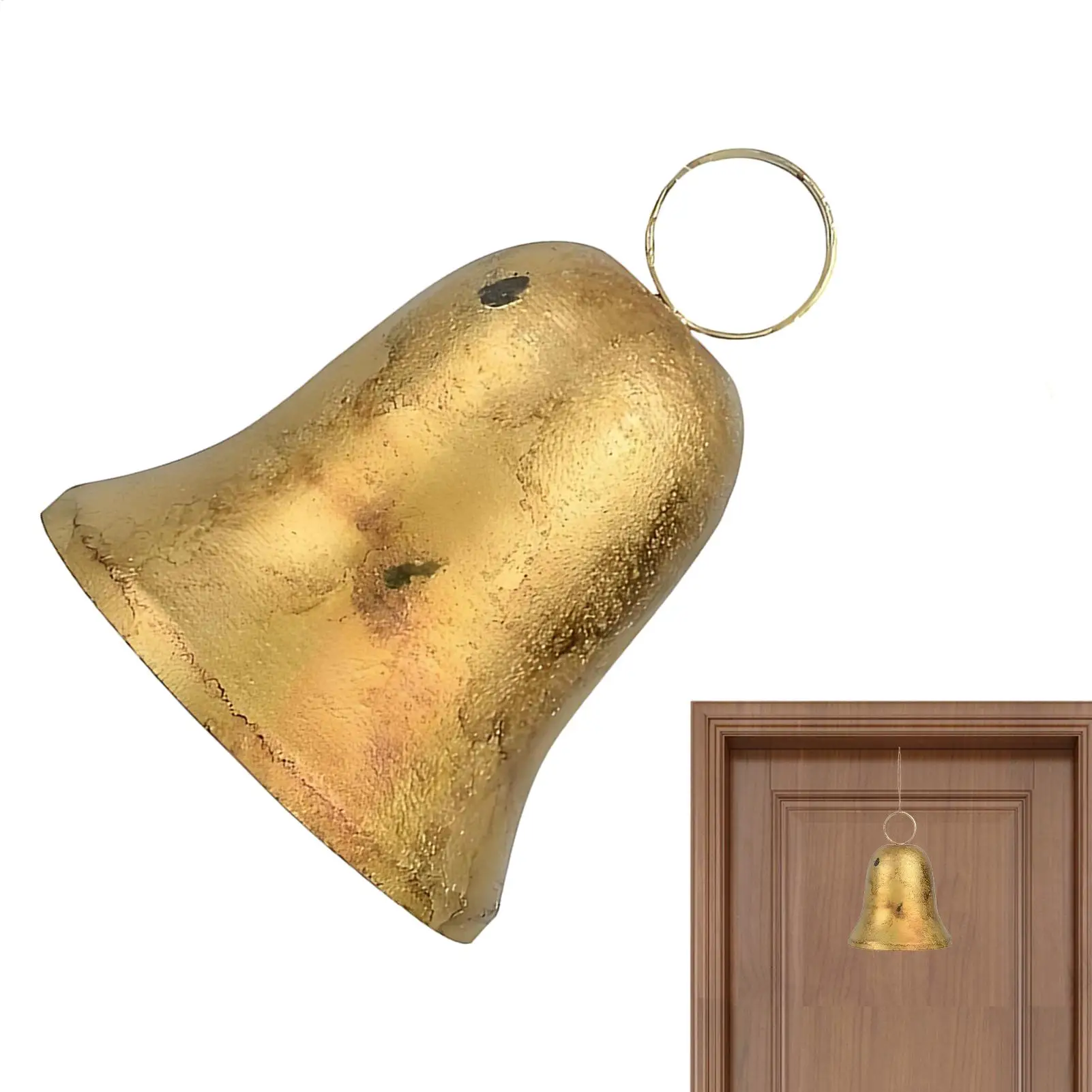 Christmas Bell Ornaments Rustic Holiday Home Party Decor Gold Vintage Party Bells Tree Ornaments for Indoor Outdoor Window