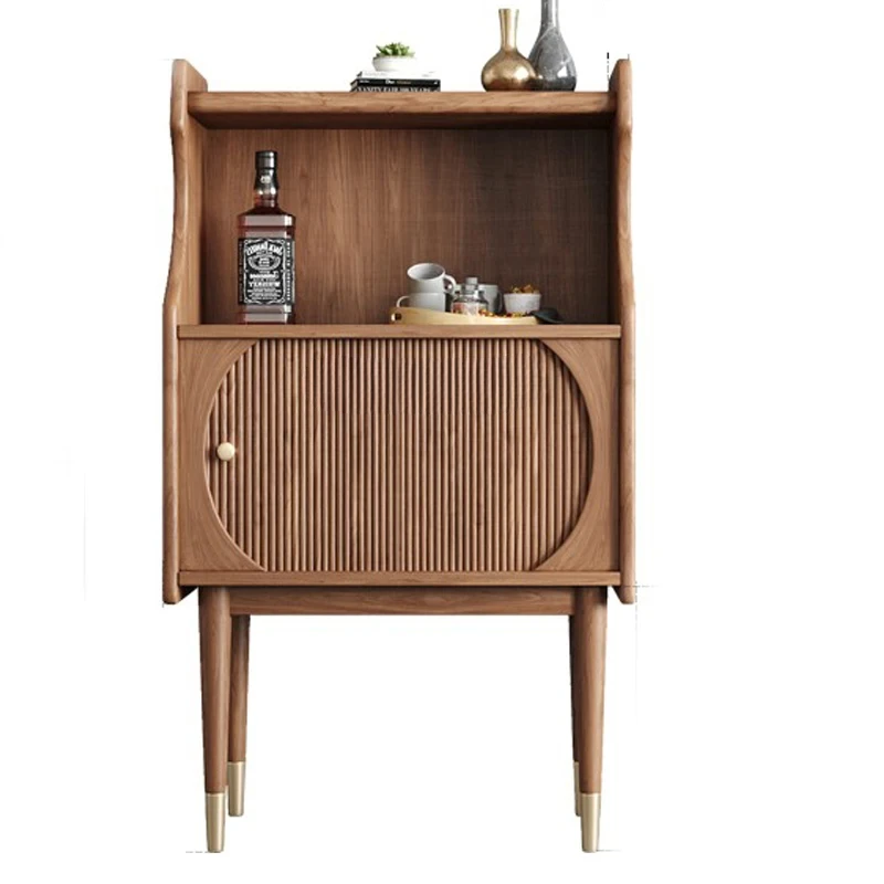

Nordic Shutter Door Sideboard Cabinet North American Black Walnut Copper Foot Locker Japanese Living Room Tea Cabinet