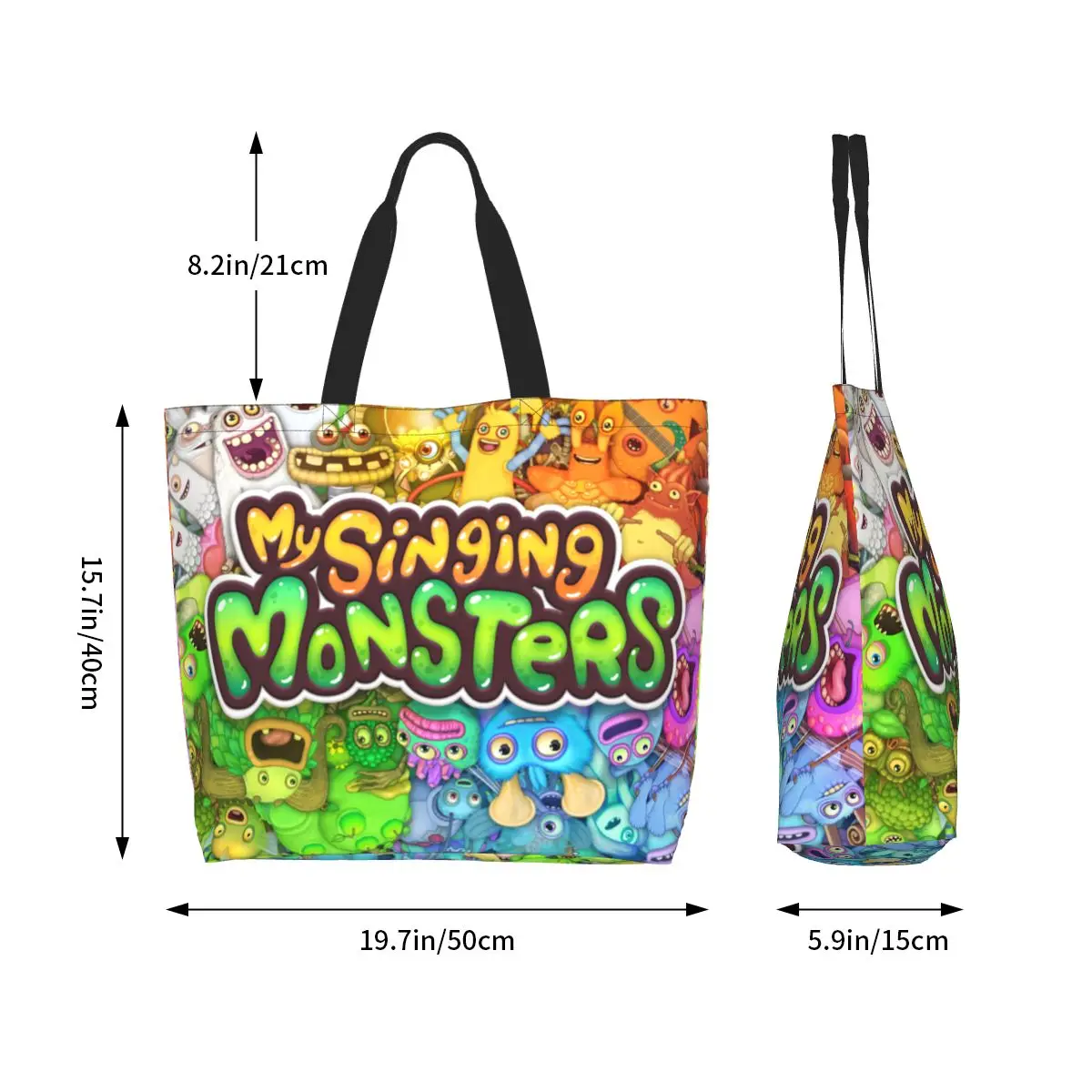 My Singing Monsters Collage Game Cartoon Shopping Tote Bag Canvas Large Capacity Shoulder Bags Shopper Grocery Handbag for Women