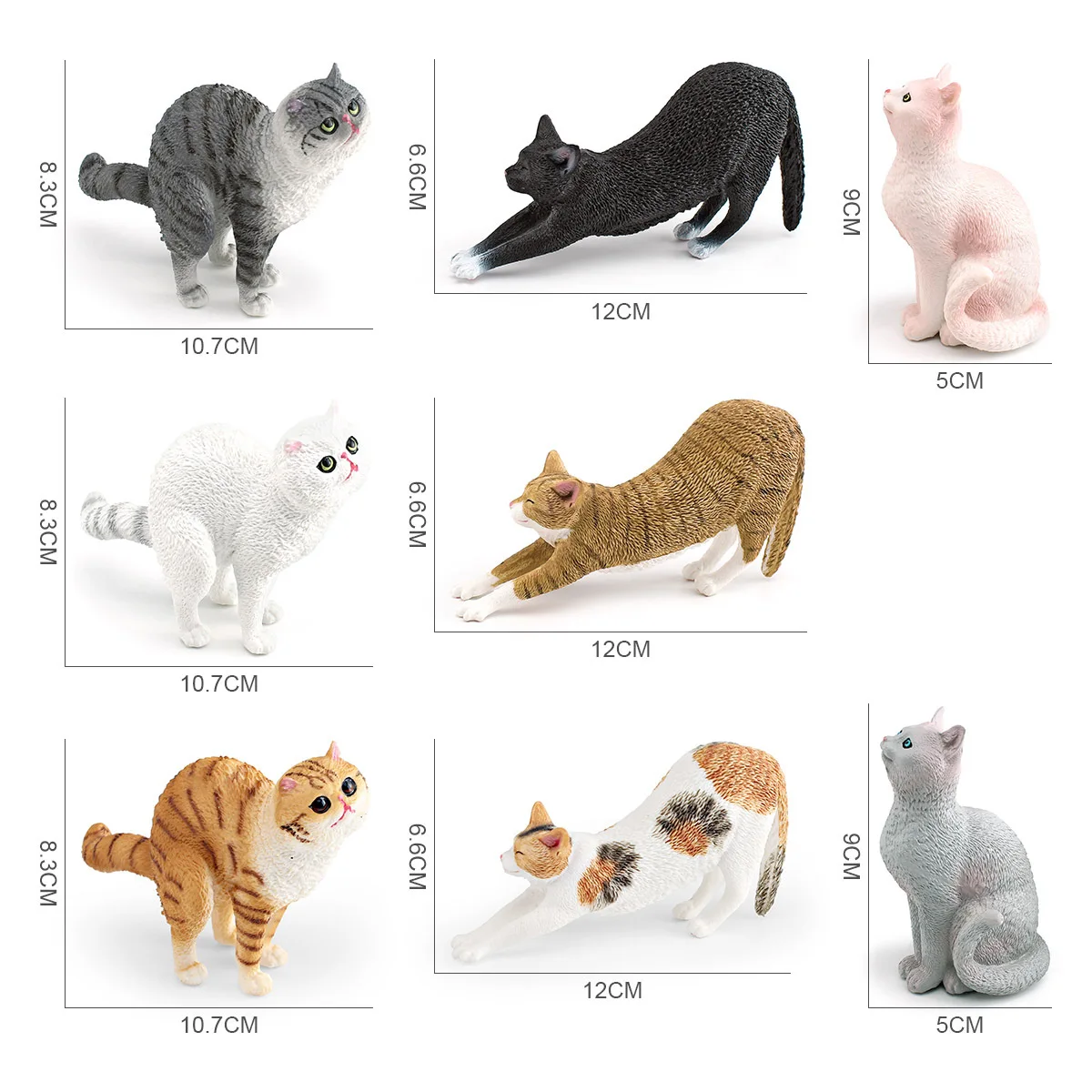 Simulation Stretching Cat Model Lazy Pose Cat Figurine Realistic Pet Animal Miniature Dollhouse Scene Decor Desktop Ornament