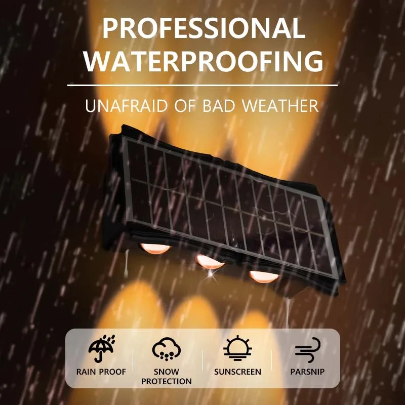Lámpara Solar de pared para exteriores, luz Led RGB impermeable, 4W, 6W, 8W, para balcón, casa, patio, jardín, decoración del hogar