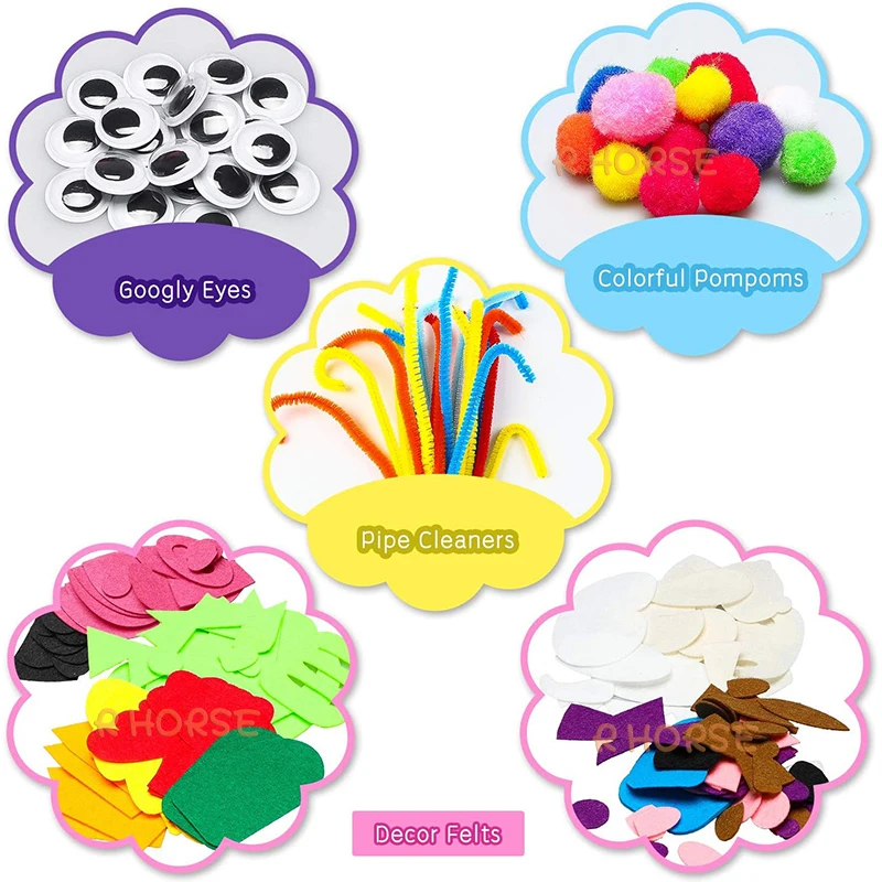 Animais Mão Fantoches Fazendo Kit para Crianças, Crianças DIY Art Craft, Party Decor, Crianças Role Play Brinquedos, Felt Glove, Puppets Show, 12Pcs