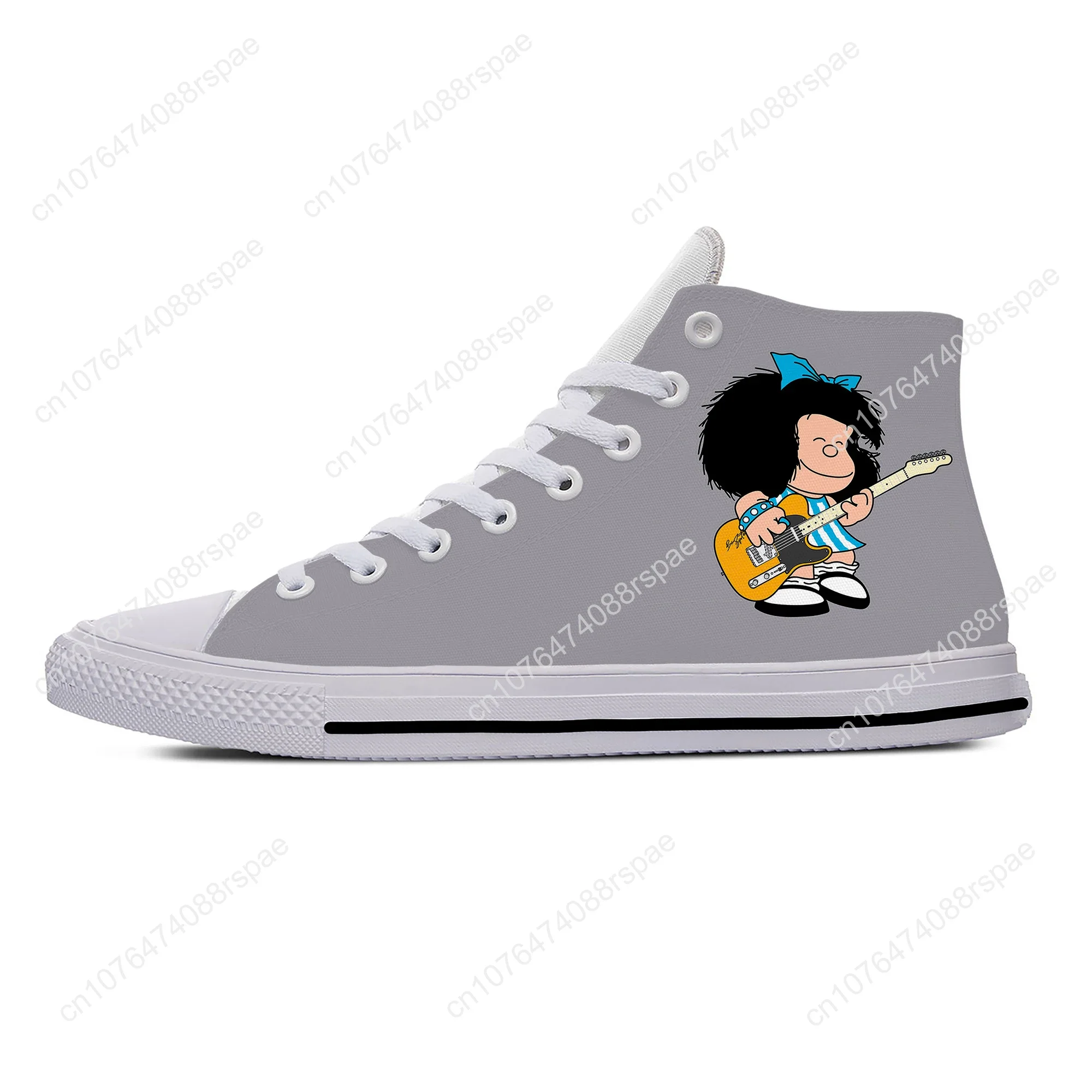 Anime Manga kartun komik Mafalda lucu mode kasual sepatu kain atasan tinggi ringan bersirkulasi 3D cetak Sneakers Pria Wanita