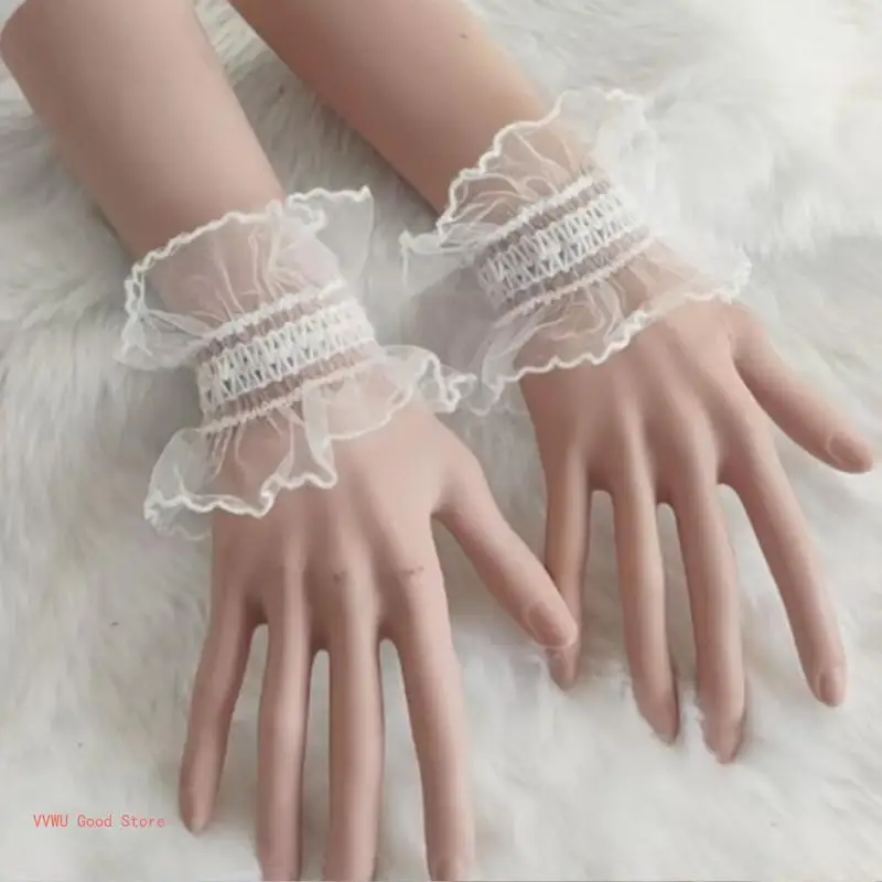 Decorative Wrist Cuffs for Woman Elastic Cuffs Lace Decorate Shirt Sleeve Cuffs Summer Wrist Sunproof Accessories