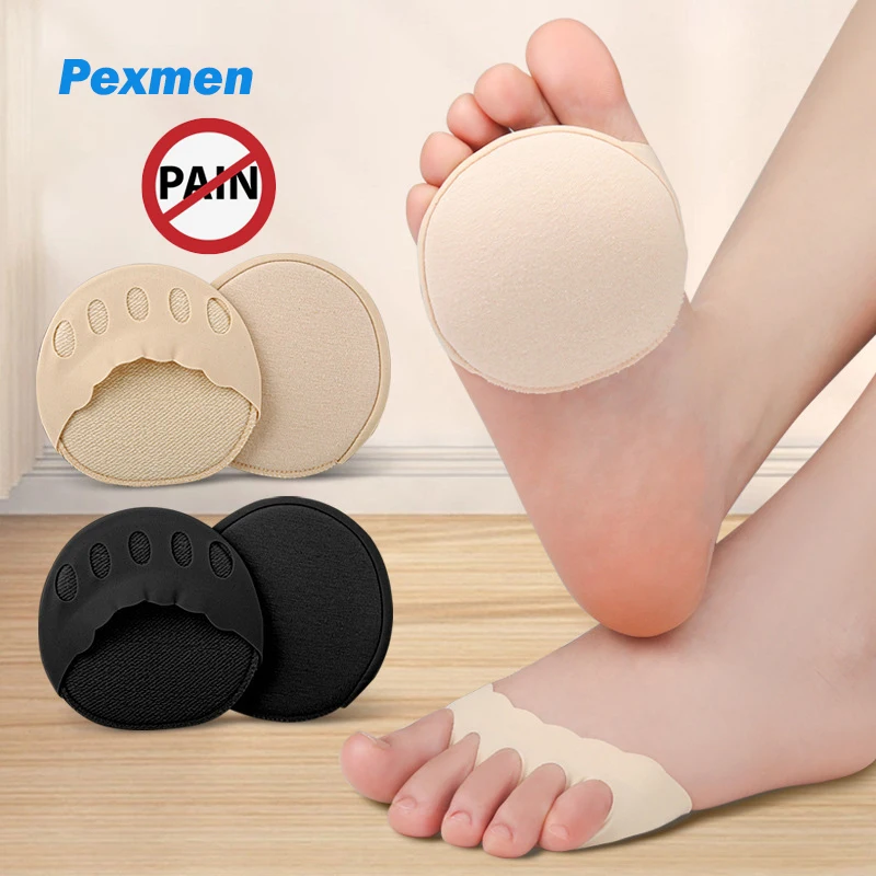 Pexmen 2Pcs Ball of Foot Cushions Metatarsal Pads Invisible Socks Soft Foot Pads Anti-Slip Pain Relief Forefoot Cushion