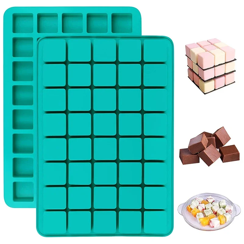 

40 Grids Silicone Ice Cube Tray Molds With Lid Square Shape Ice Cube Maker Fruit Popsicle Ice Cream Mold For Wine Bar Drinking