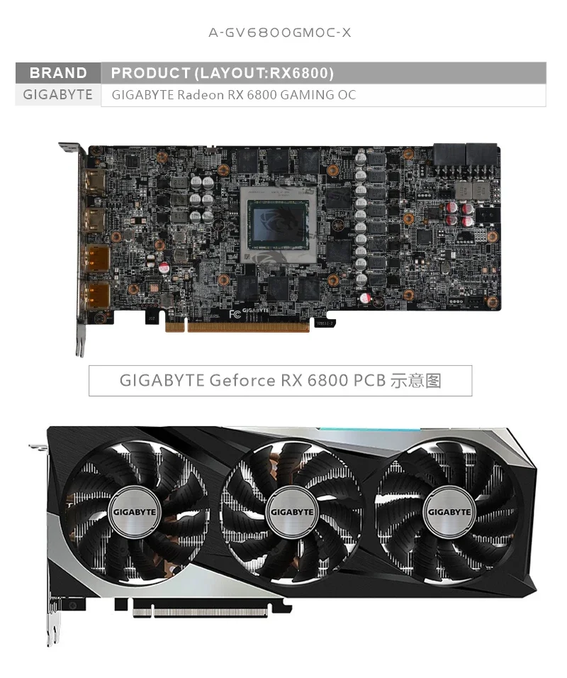 Bykski GPU Water Block for GIGABYTE Radeon RX6800 GAMING OC Video Card Cooled Radiator /Thickened Copper Plate A-GV6800GMOC-X