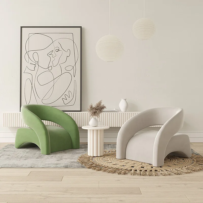 

Cream wind single sofa light luxury living room leisure single chair clothing store beauty salon reception sofa one table and tw