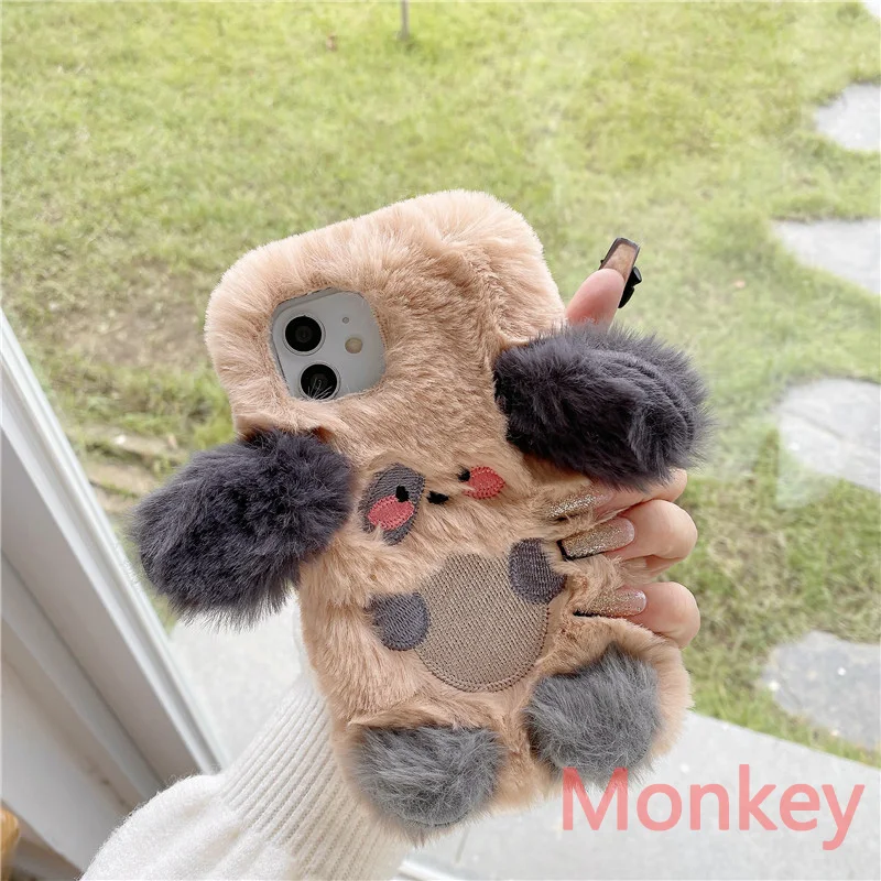 

3D Cartoon Ears Dog Fluffy Plush Phone Case For Samsung S23 A02 A13 A23 A33 A53 A73 M52 Note 9 8 S6 M02 M12 M21 M31 M51 A9 A7 A5