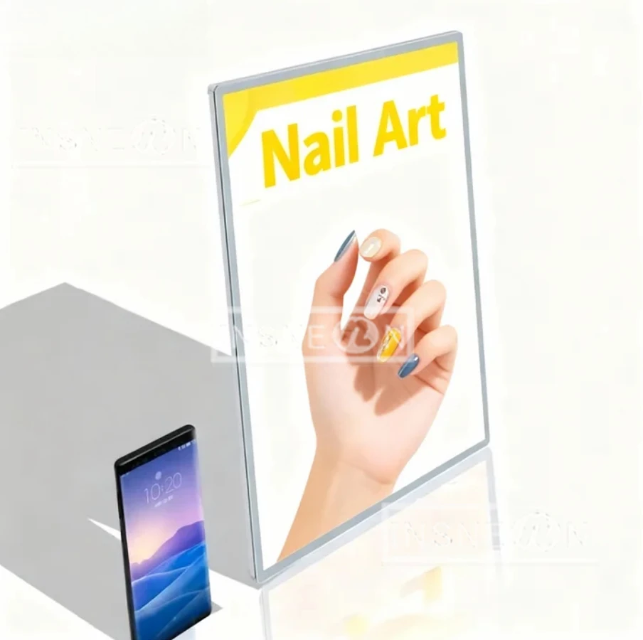 فيلم مخصص مصباح ليد صندوق إعلان لافتات جدار النيون الاكريليك الأعمال الإعلان علامات المحلات التجارية القوائم الحائط لوحة الإعلانات #2