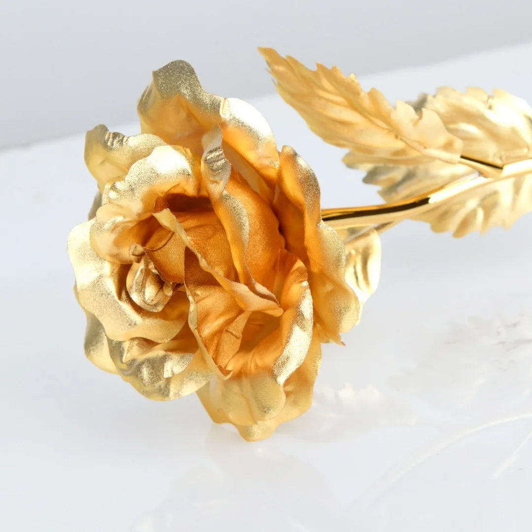 Fleurs artificielles dorées 18CM, 5/10 pièces, fausses fleurs, décoration de saint-valentin pour femme, cadeaux pour petite amie, fournitures de fête d'ornement