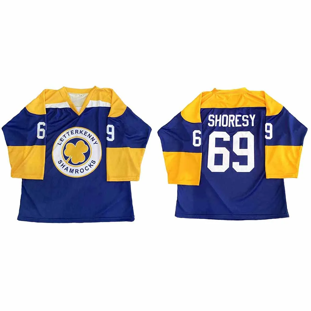 Letterkenny Shamrocks Shoresy Jersey Mens #69 Shore Custom Hockey Long Sleeve V-neck Unisex Streetwear Graphic Print T-shirt Top