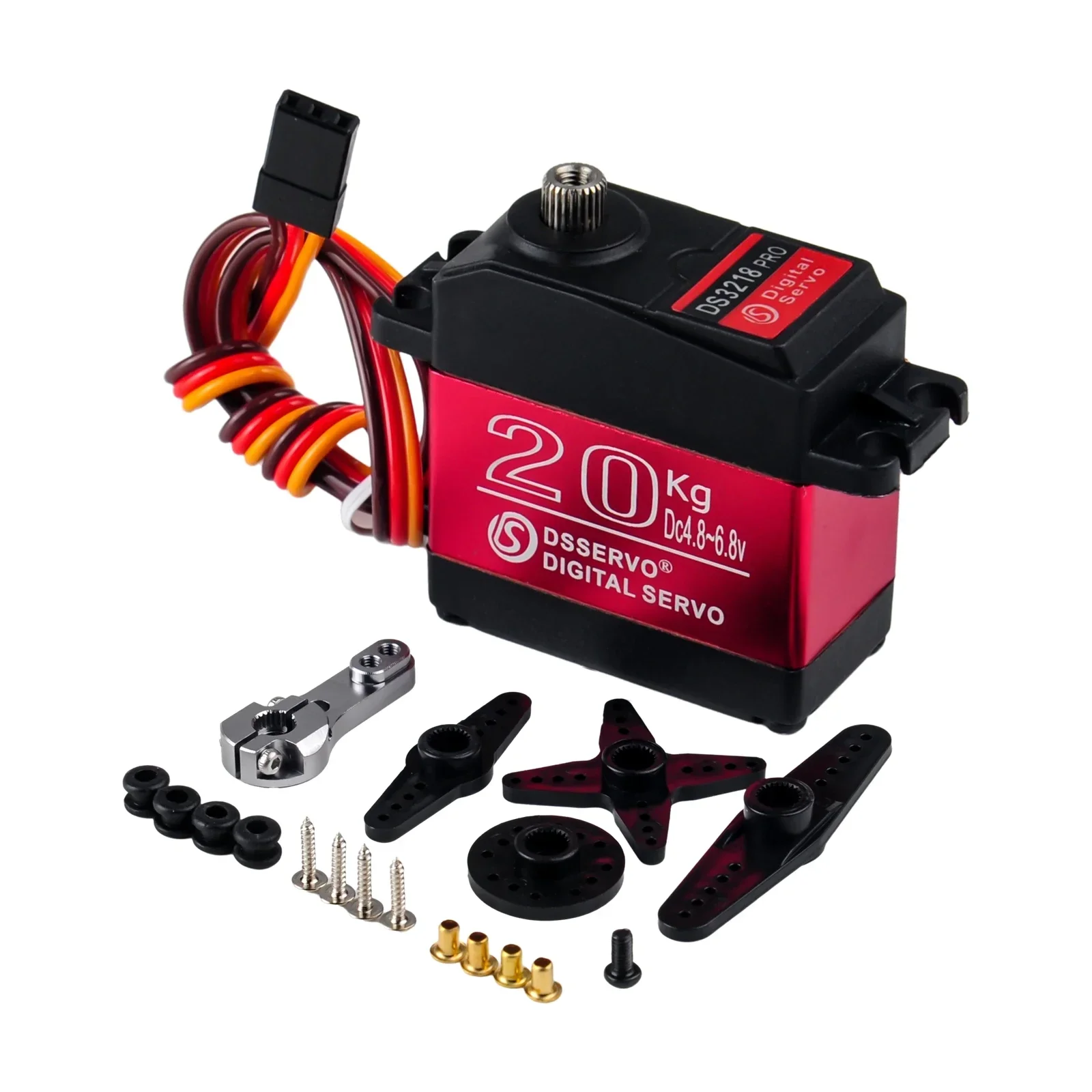 Servo Digital DS3218 PRO de 20 KG de Alto Torque con Engranaje de Acero Inoxidable, Resistente al Agua IP66 para Autos y Camionetas RC 1/8 1/10