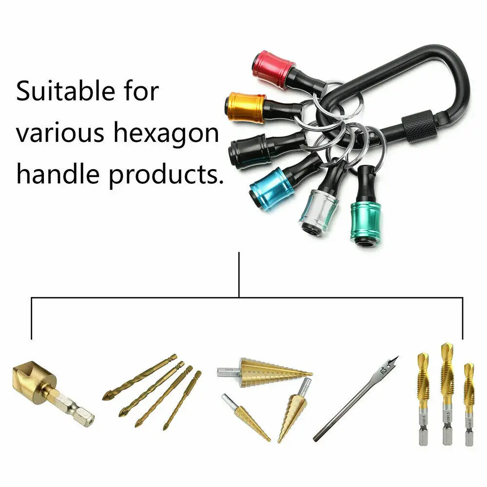 6Pcs 1/4inch Hex Shank Screwdriver Bits Holder Extension Bar Drill Screw Adapter Quick Release Keychain Easy Change