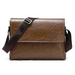 New Fashion High Capacity Men PU Leather Handbags  Laptop Bags Male Business Travel Messenger Bags Men's Crossbody Shoulder Bags