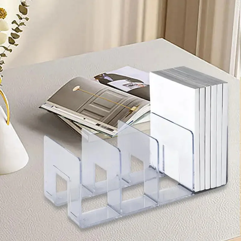 Book Stand Desktop Book Organizer Divider Board Bookshelf Desk Storage Rack Transparent Acrylic Bookend Book Holder