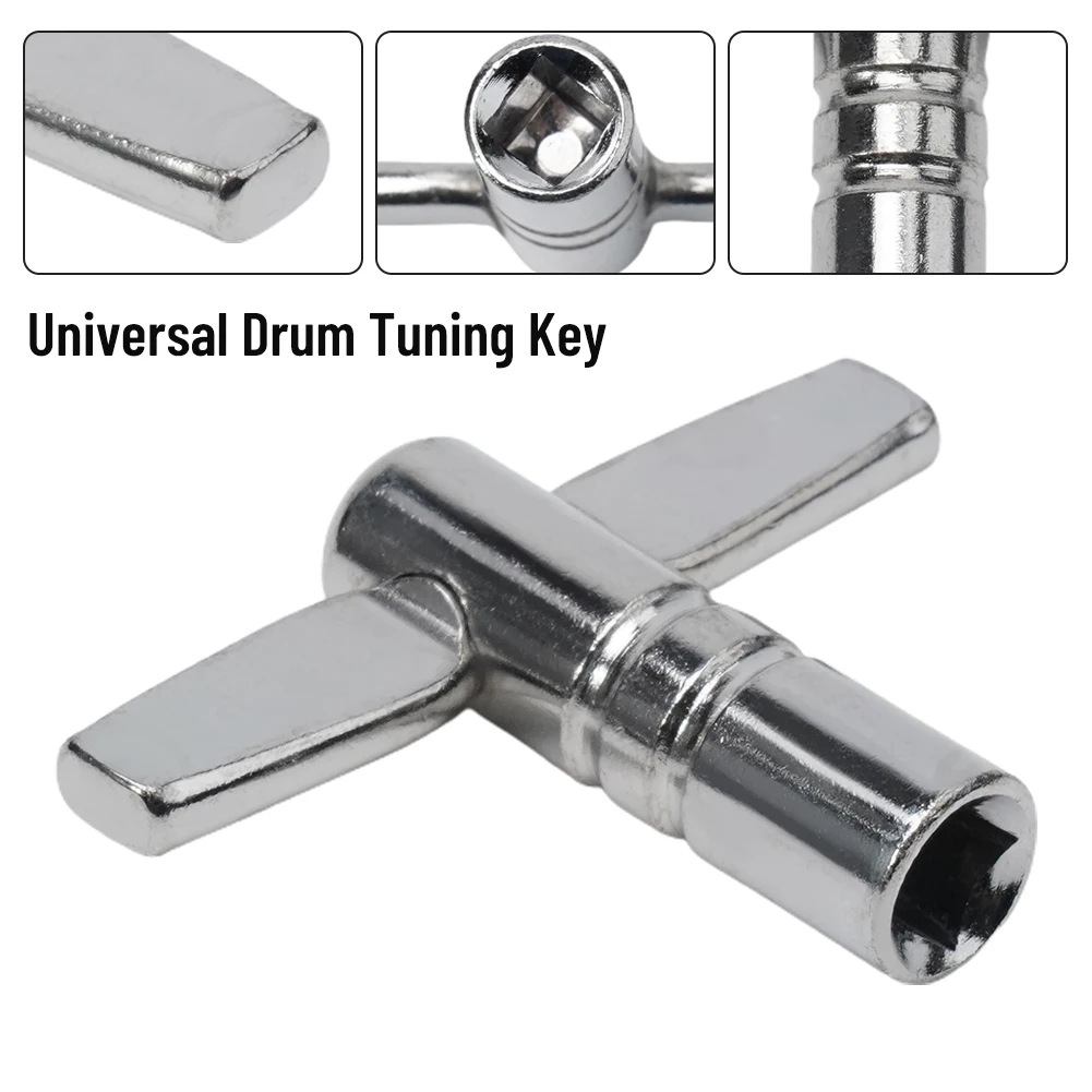 Kunci Tuning Drum Universal, kunci pas logam berbentuk T untuk Kit Drum sekrup persegi dapat disesuaikan Bass Drum nada keketatan kulit alat