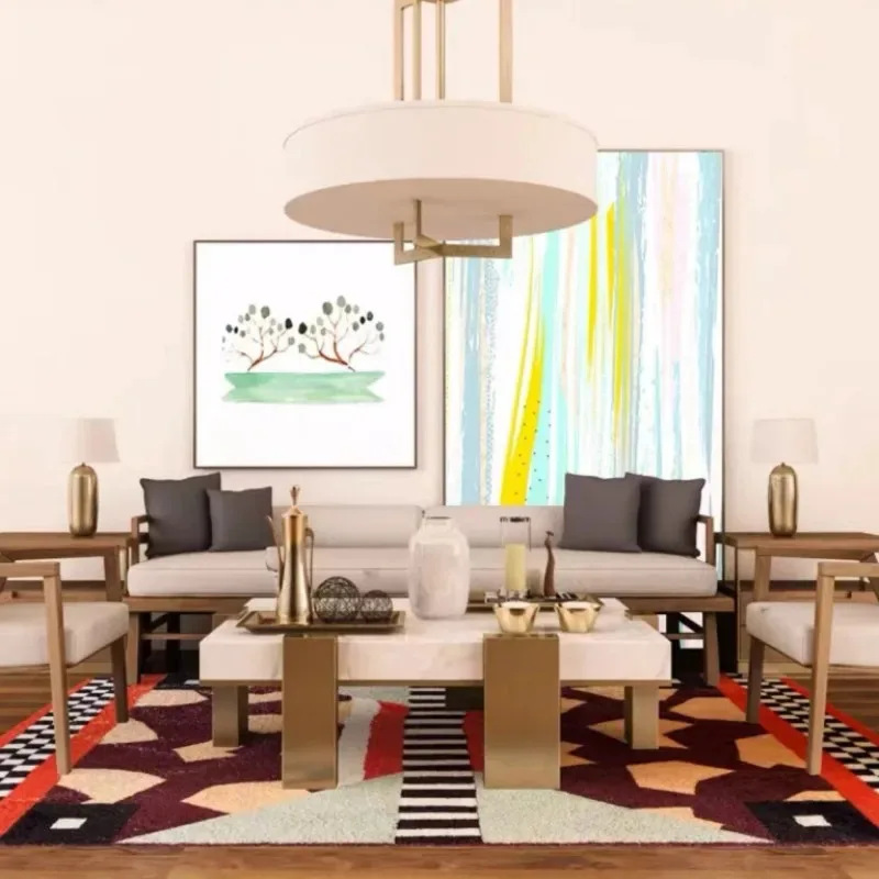 

ZYQ25Ethnic Style Bedroom Decor Plush Carpet American Retro Carpets for Living Room Large Area Non-slip Floor Mat Thick Pers8Mn^